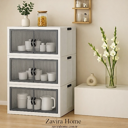 Barones 3 Katlı Kapaklı Çok Amaçlı Saklama Dolabı