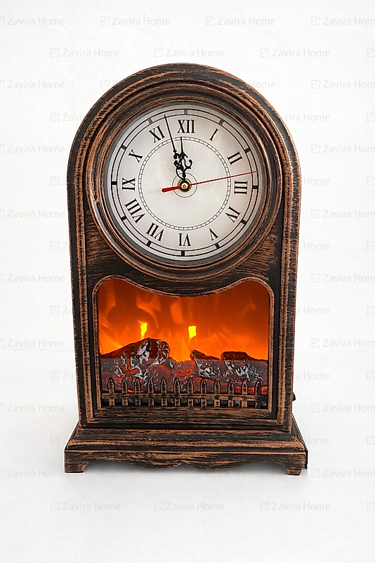 Şömine Görünümlü Saat (Fişli & Alev Efektli)