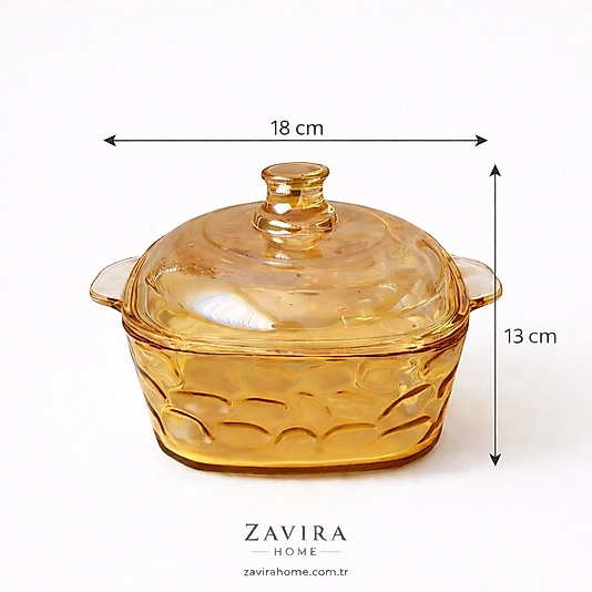 Kapaklı Cam Sunumluk & Şekerlik (18x13 cm)
