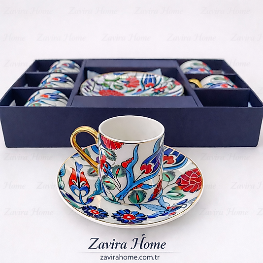 Royal Charme Desenli 6 Kişilik Kahve Fincanı Takımı