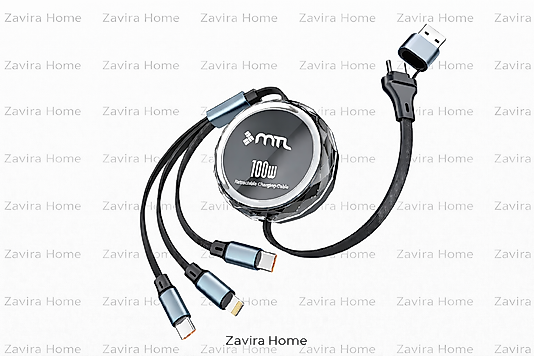 MTL 100W Geri Sarılabilir 3’ü 1 Arada Hızlı Şarj Kablosu