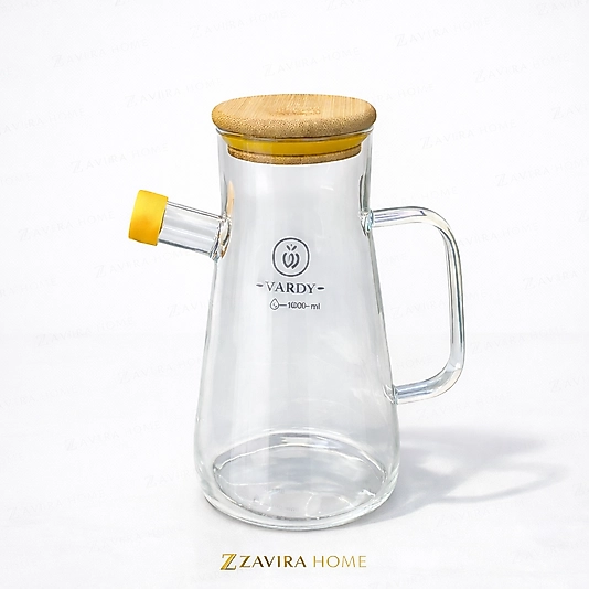 Bambu Kapaklı Cam Yağdanlık / Sürahi 1000 ml