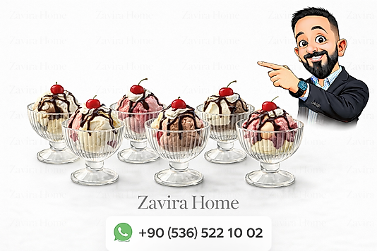 6’lı Ayaklı Cam Dondurmalık & Sunumluk Kase