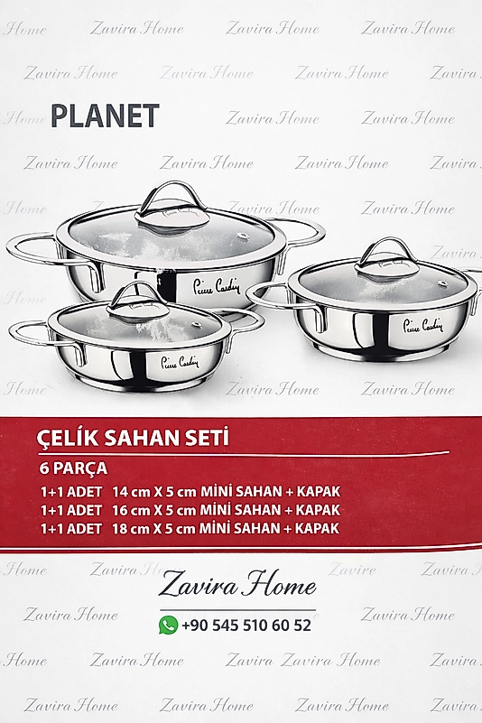 Pierre Cardin Çelik Sahan Seti 6 Parça (14-16-18 cm Kapaklı)