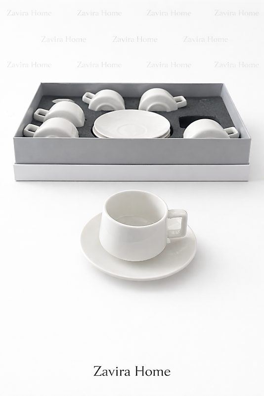 Zavira Home Pure 6’lı Beyaz Kahve Fincan Takımı